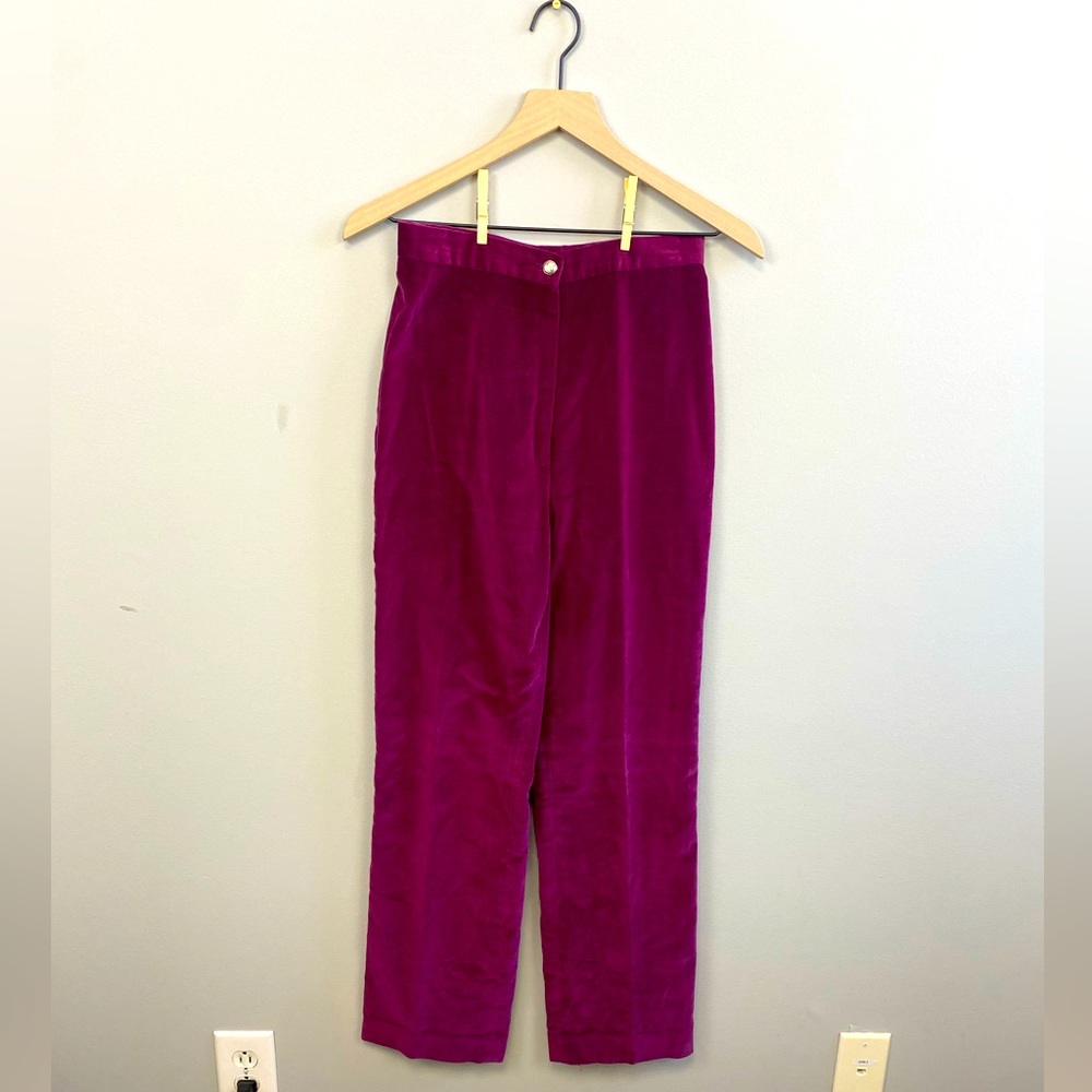 Vintage Berry Velvet High Waisted Trousers